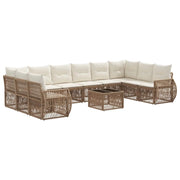 Set Divano da Giardino 11 pcs Beige e Bianco Crema polyrattan
