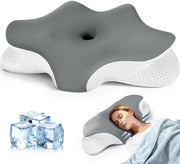 Cuscino solido, cuscino per la testa, cuscino a schiuma espansa, cuscino ergonomico per laterali, schiena, addominali con 2 coperture rimovibili, grigio