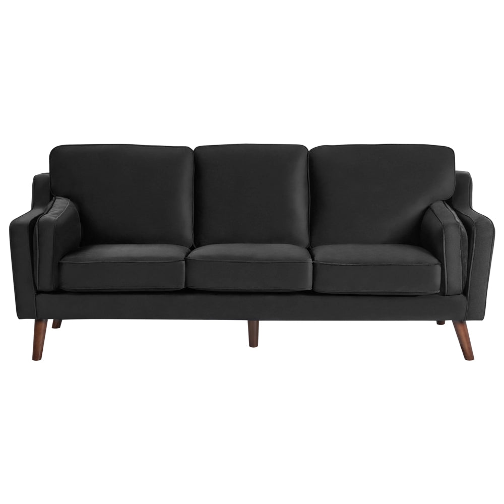 Divano di colore Nero 2 Posti Velluto Gambe In Legno in stile Classico e moderno