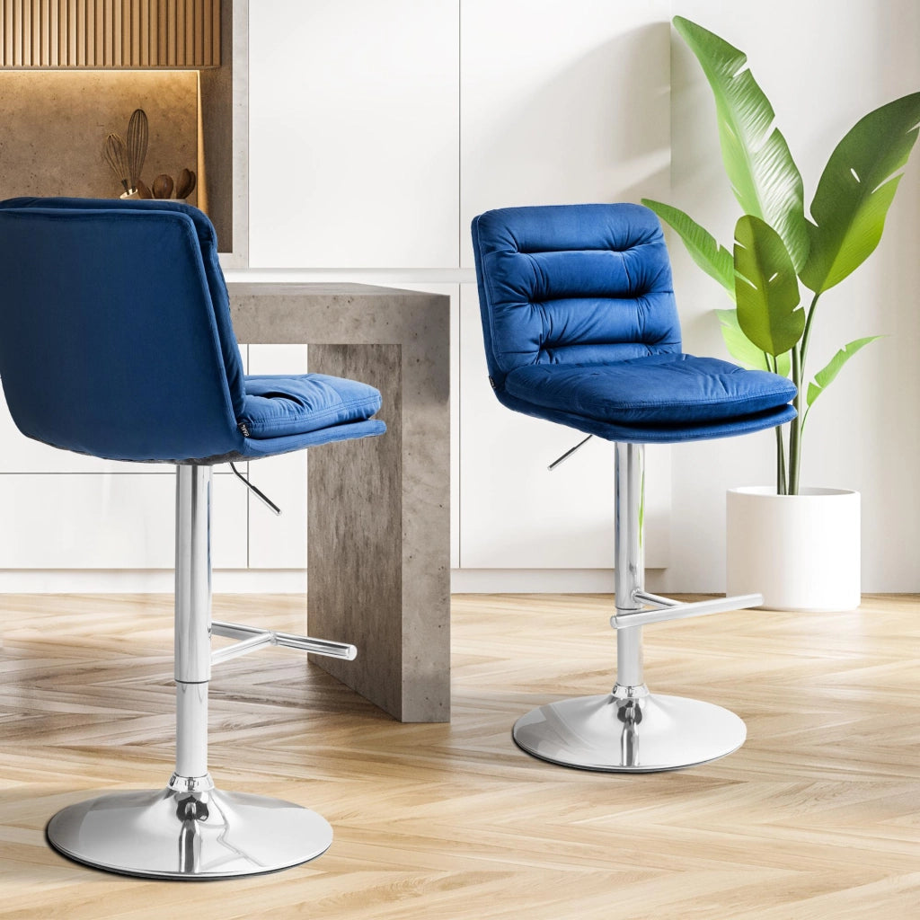 2er Set Barhocker Damar Samt chrom