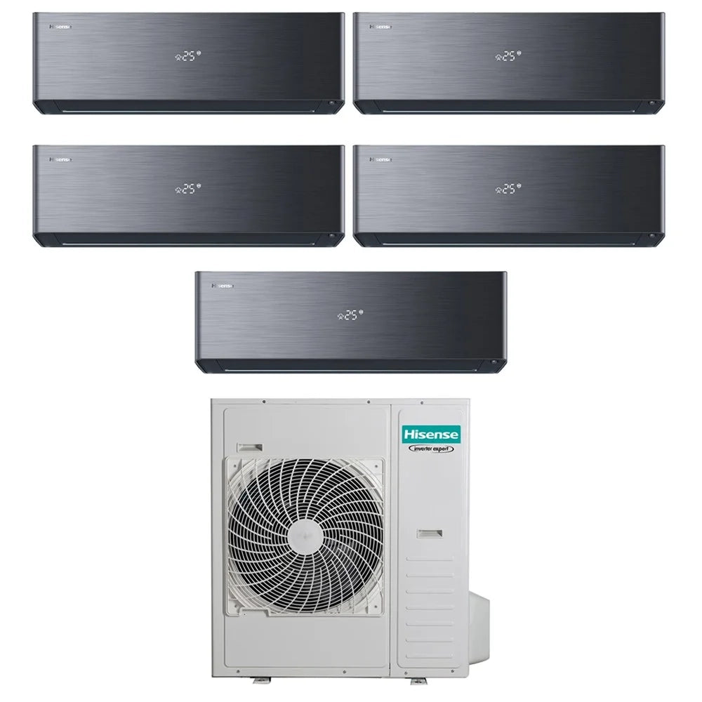 Condizionatore Hisense Penta Split Inverter ENERGY PRO X BLACK 9+9+9+9+12 con 5AMW125U4RTA R-32 Wi-Fi Integrato