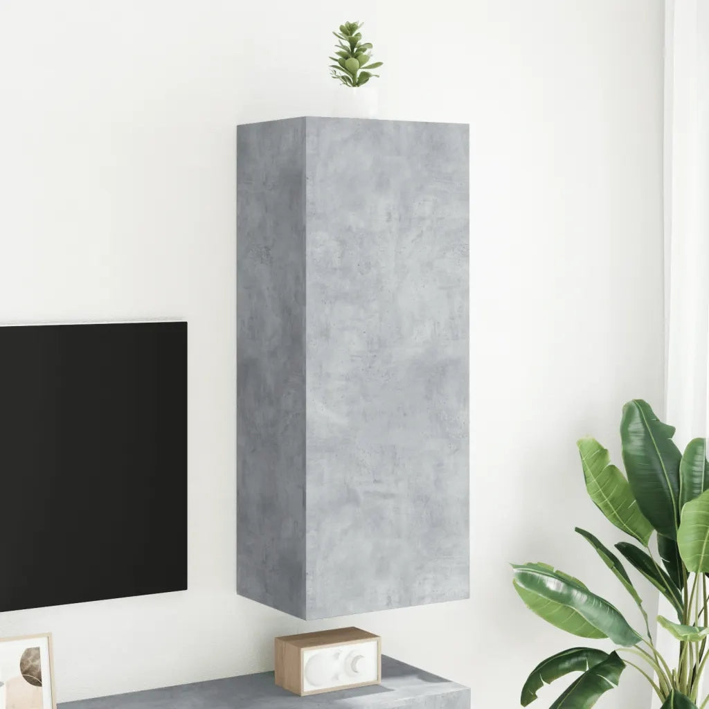 Mobile TV Parete-Credenza per TV sospesa-Console TV  Grigio Cemento 40,5x30x102cm Legno Multistrato