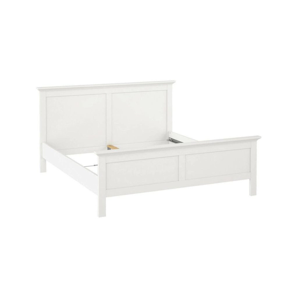 Letto matrimoniale Arika, Sommier per camera da letto, Giroletto per stanza, Struttura porta materasso, 211x179 h110 cm, Bianco