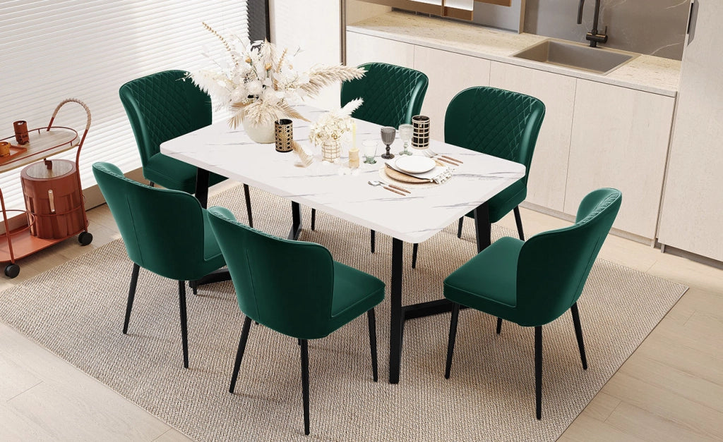Sedia da pranzo in velluto verde