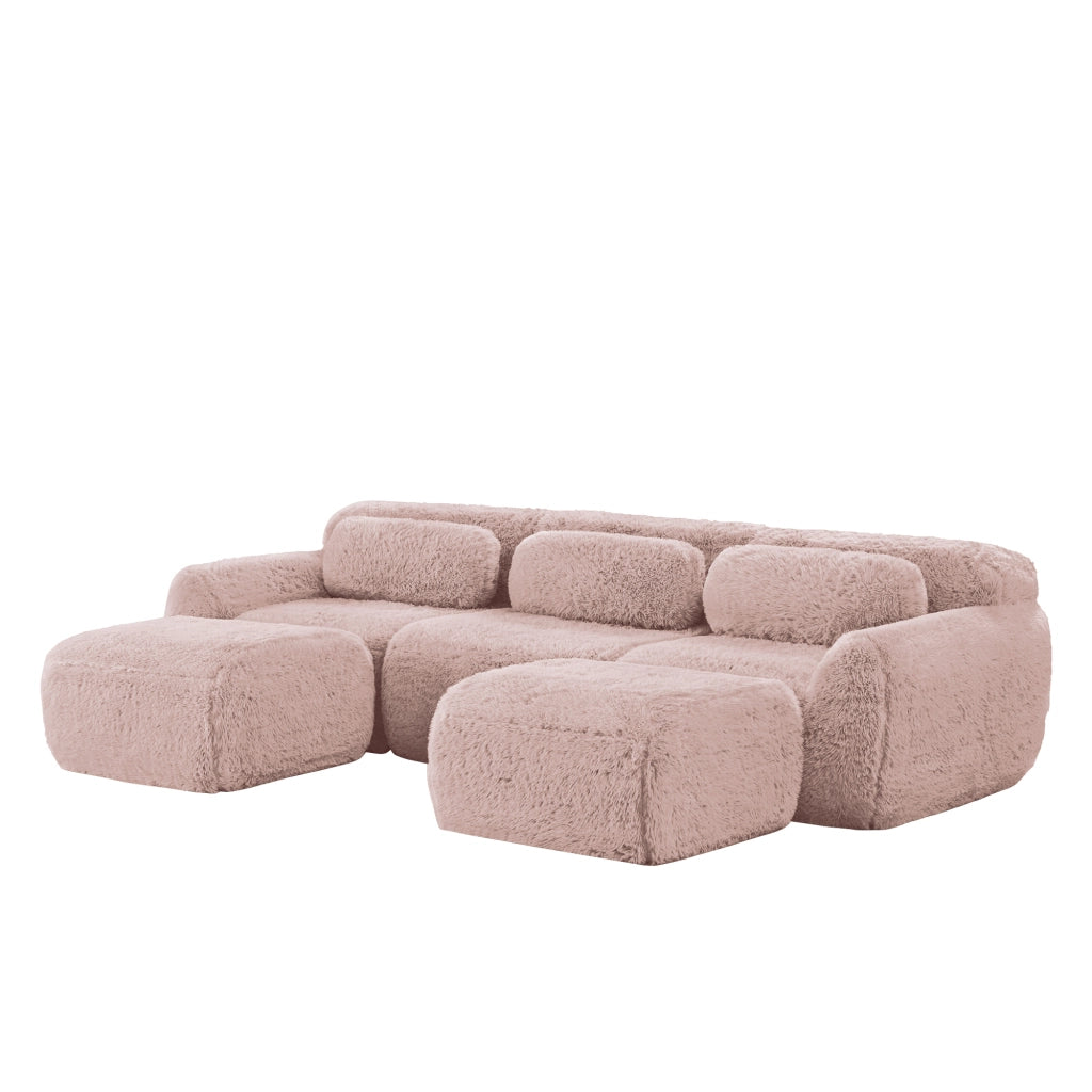 Divano modulare a U - Zephmum- Peluche, antiscivolo, cuscini inclusi