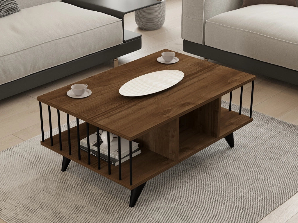 Tavolino in legno "Bert" - 90 x 60 x 40 cm - Noce