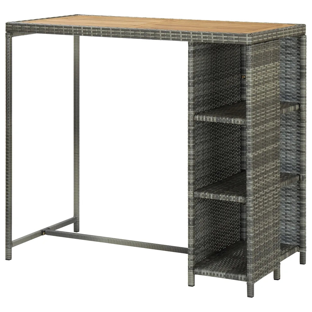 Tavolo da Bar con Ripiani Grigio 120x60x110 cm in Polyrattan 313479