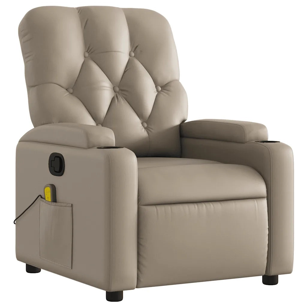 Poltrona Massaggiante | Sedia Relax Reclinabile cappuccino in Similpelle
