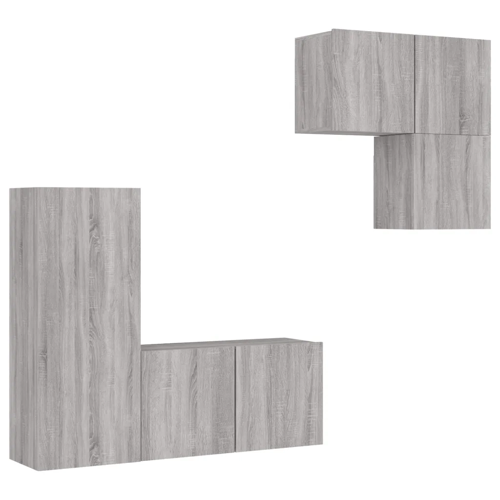 Mobili TV a Muro 4pz Grigio Sonoma in Legno Multistrato 3216433