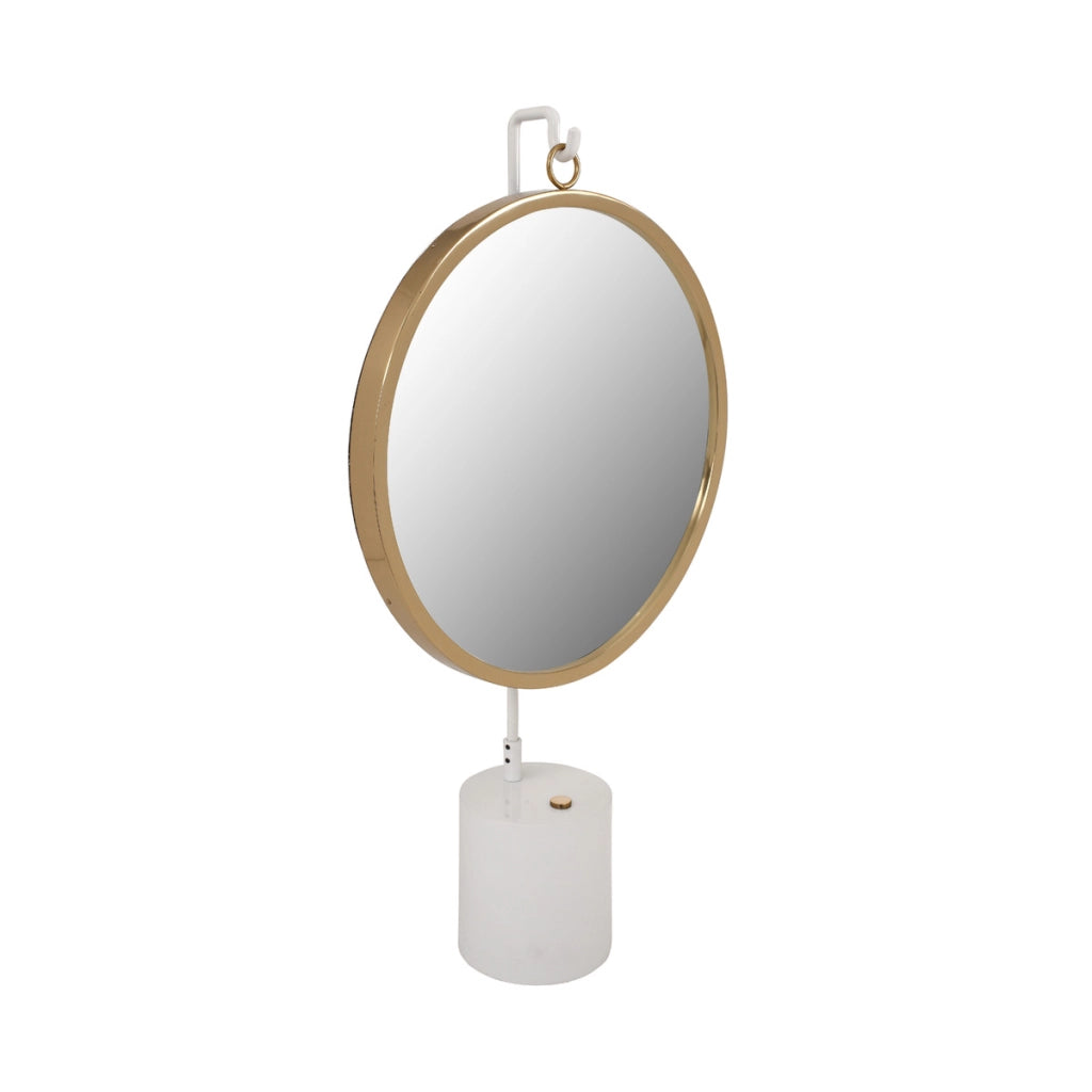 Specchio da tavolo Eleganca in metallo bianco e oro