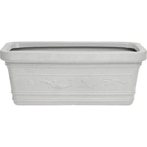 VASO RETTANGOLARE FESTONATO 80x40x35H cm BIANCO in Resina con doppio BORDO