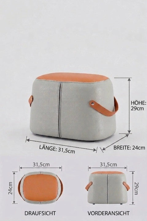 Pouf Poggiapiedi Imbottito con Manico ¨C MINIMAL ¨C Similpelle, Soggiorno