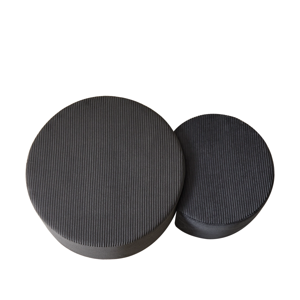 TAVOLINO Set da 2 pezzi rotondo in tessuto nero 84 x 28 x 28 cm