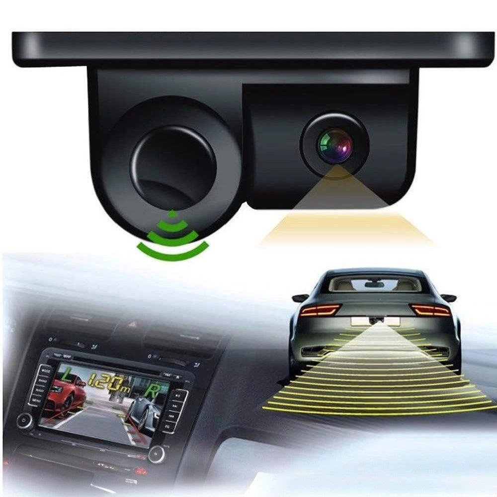 Trade Shop - Retrocamera Ac 201 Hd Telecamera Posteriore Sensore Parcheggio 2in1 Angolo 120° -