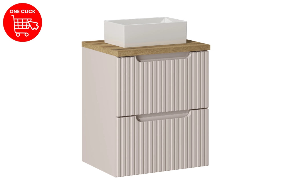 Set mobili bagno 50 cm con piano e lavabo da appoggio Gaja Nova Cashmere 50 x 1401 x 40 cm