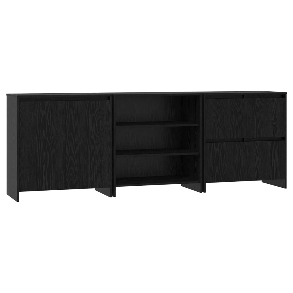 Credenza 3 pcs Rovere Nero 70 x 41 x 75 cm Legno multistrato 3393157