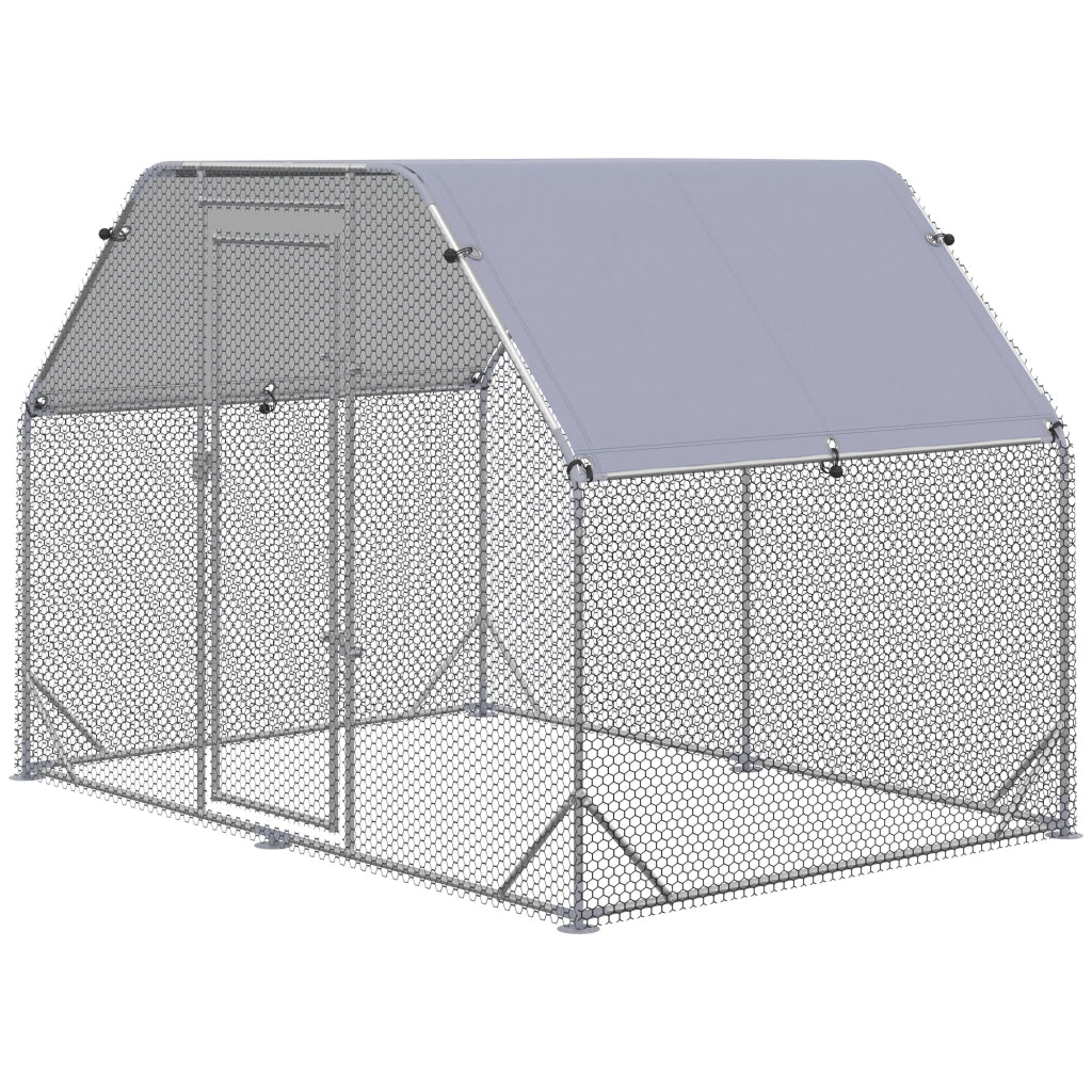 Recinto per Polli con Telo Copertura ¨C zephmum ¨C Acciaio Grigio 280x190x195 cm