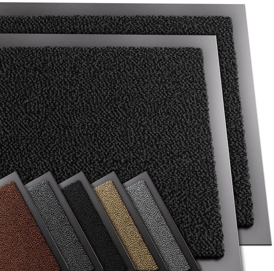 Set di 2 deurmatte di alta qualità per interni ed esterni, antiscivolo, lavabile e resistente all'acqua, deurmatte per ingresso e esterno, loper sottile per corridoio 60x90cm, nero
