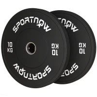 Set 2 Dischi Pesi da 10kg in Gomma con Foro da 2"/5 cm per Manubri e Bilancieri, Nero