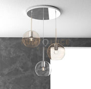 SOSP. CROMO TONDA 3 LUCI VETRI TUTTI MEDIO (1 X TRASPARENTE + 2 X AMBRA) 1155CR-S3 TM-TA