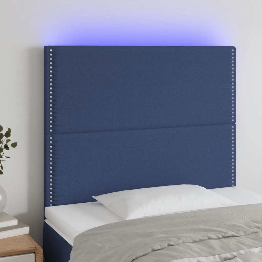Testiera | Testata a LED Blu 100x5x118/128 cm in Tessuto