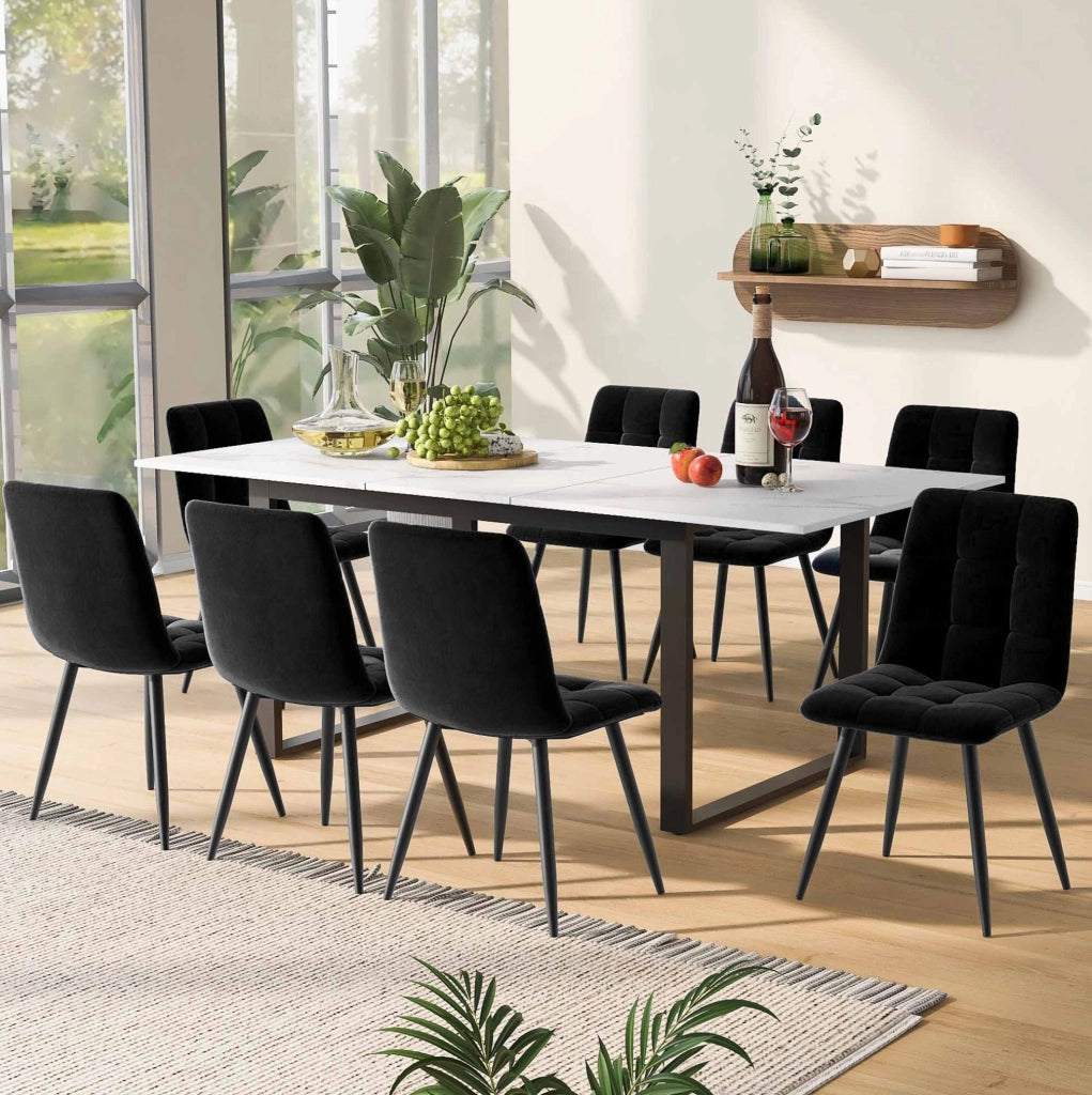 Tavolo da pranzo allungabile bianco effetto marmo
