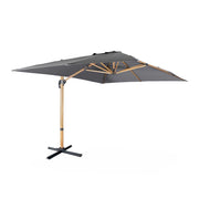 Ombrellone rettangolare asta effetto legno, 3x4m, grigio