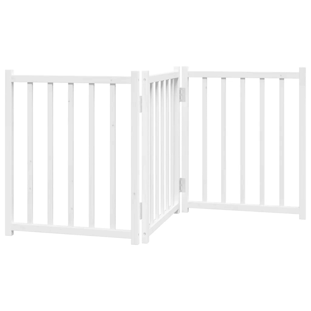 vidaXL Cancello Cani Pieghevole 3 Pannelli Bianco 150cm Massello Abete