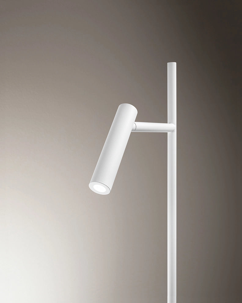 Piantana Gambo in metallo verniciato bianco con faretto orientabile  LED 3W 180LM (FARETTO) + 10W 620LM 3000K doppia accensione