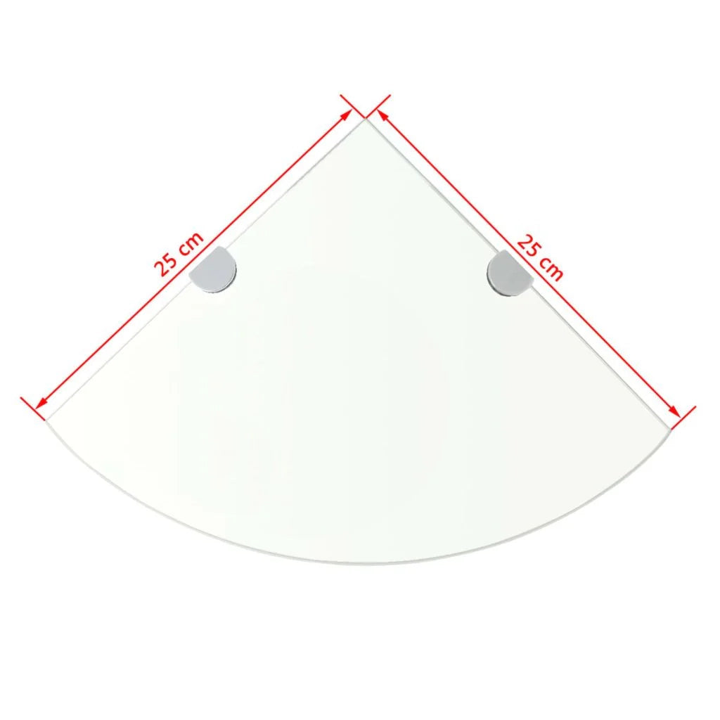 Mensola angolare per mobile + staffe cromate vetro trasparente 25 x 25 cm 2702217/3