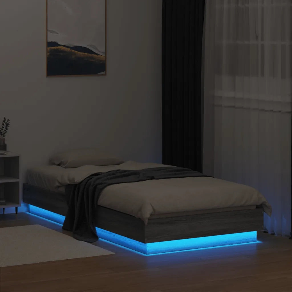 Giroletto con LED-Struttura Letto Grigio Sonoma 75x190 cm