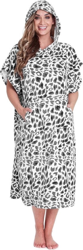 Poncho da Bagno per Donna e Uomo - Poncho da Surf - 1 pezzo - Grigio - Cotone Badstof - S/M