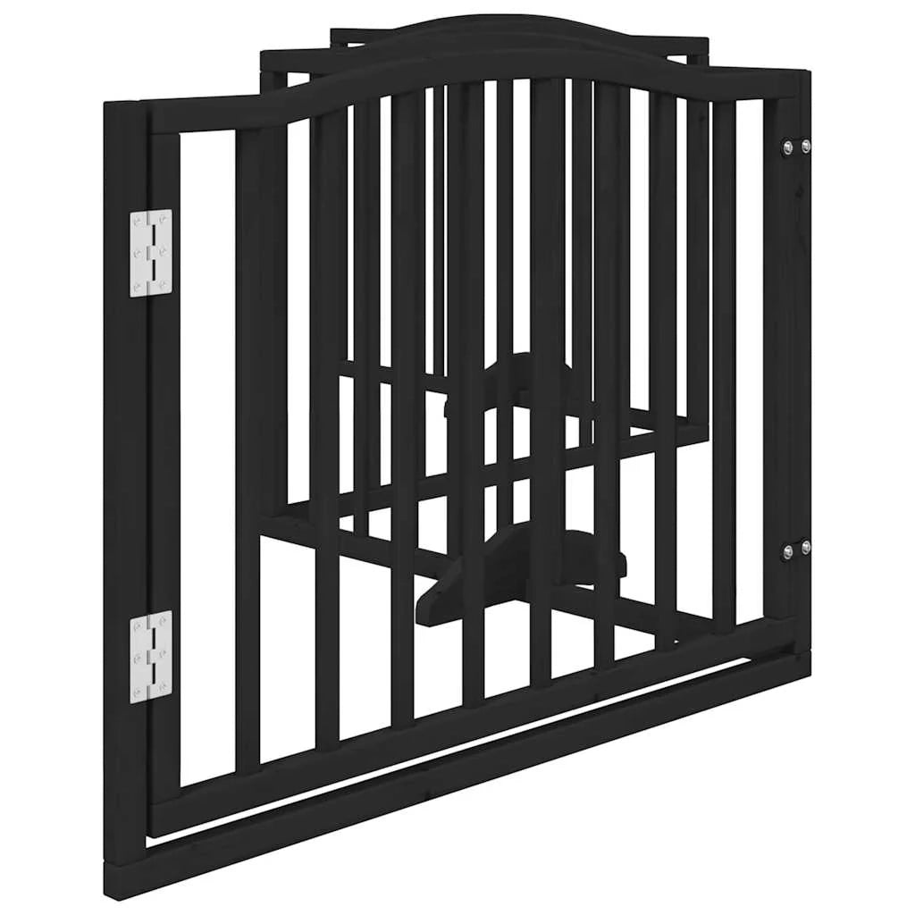 Cancelletto e porta di sicurezza per animali domestici 4 pannelli legno di pioppo nero 02_0023352