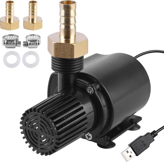 Mini Pomp per Acquario e Laghetto - 500 L/u, Pomp Dompel Ultra Silenziosa con Connettore USB