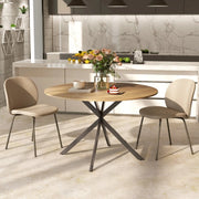 Tavolo da pranzo rotondo per 4 persone con base in acciaio a X e piano in legno, stile industriale, rovere, Ø120 cm
