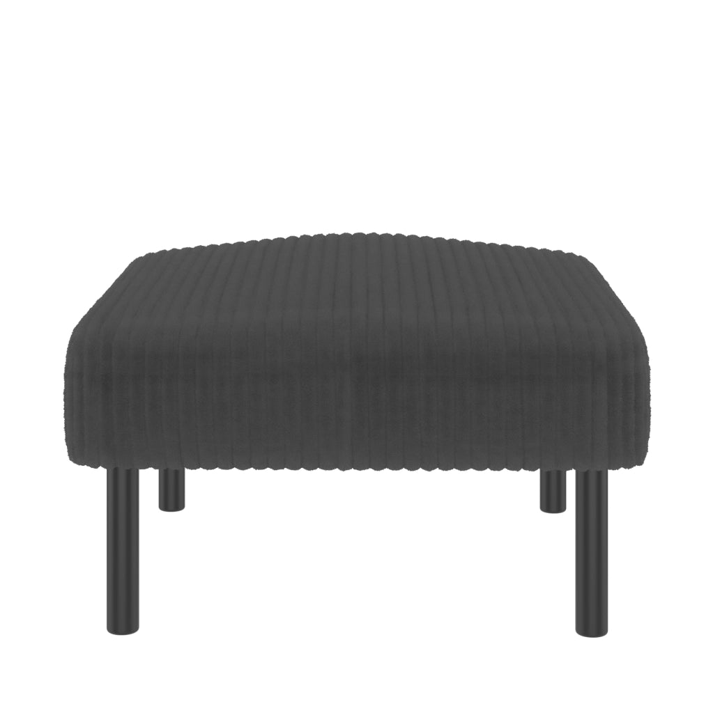 Pouf in velluto a coste grigio con struttura in metallo