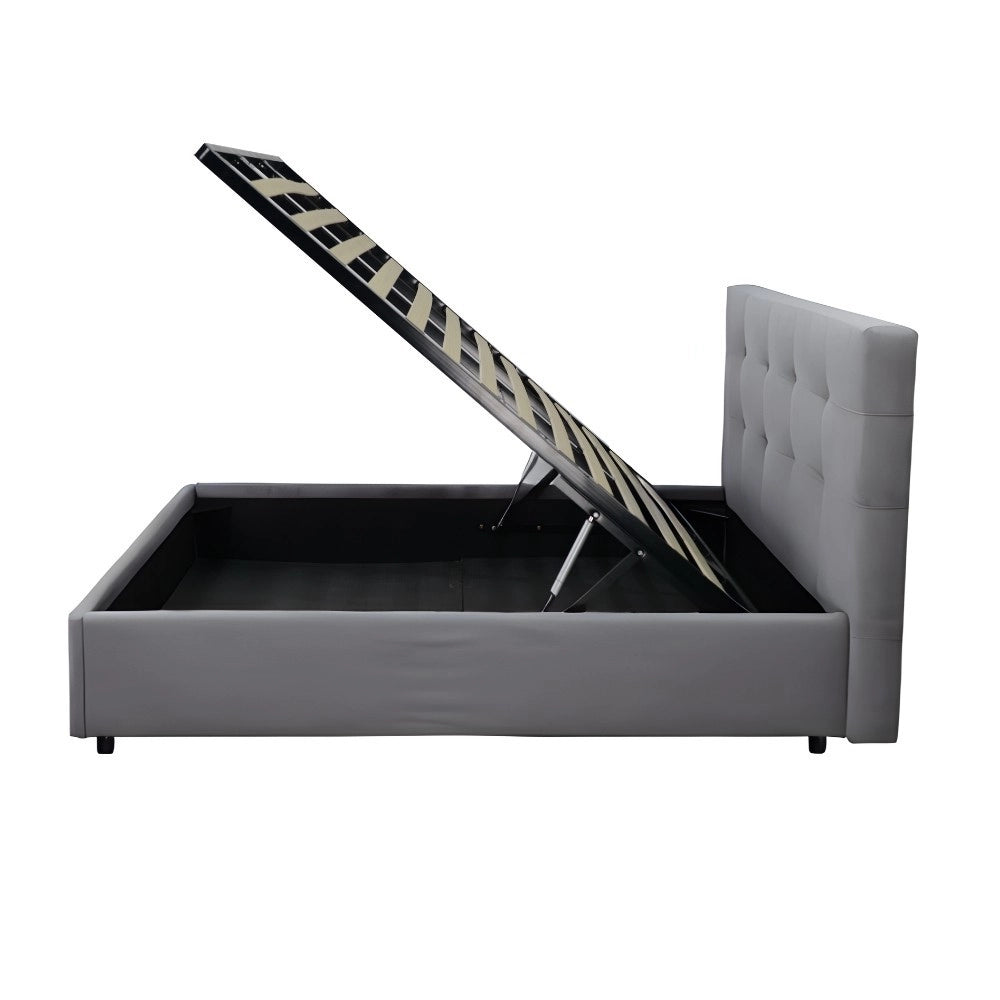 Letto francese con contenitore Ascoli 142x210x124H tessuto Enjoy colore grigio