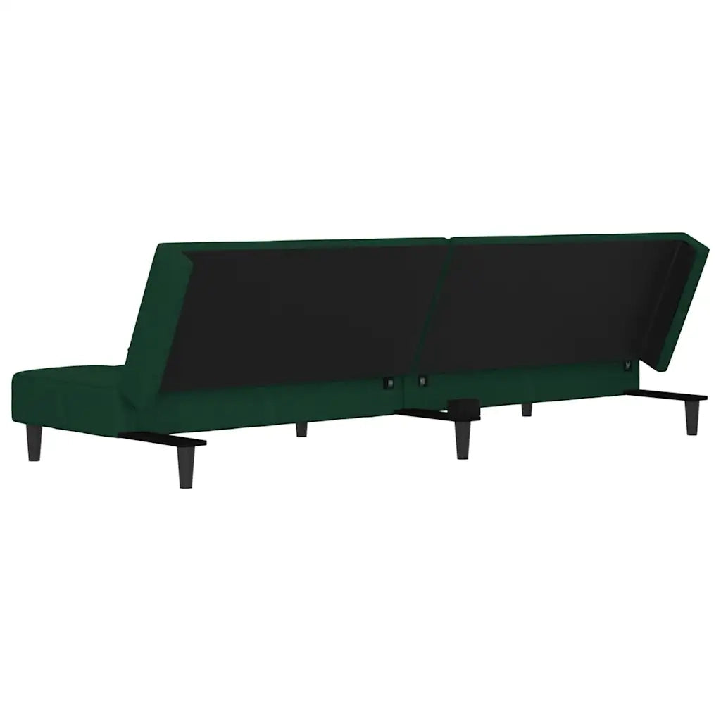 Divano letto | Sof¨¤ letto | Letto singolo a 2 Posti con 2 Cuscini Verde Scuro in Velluto