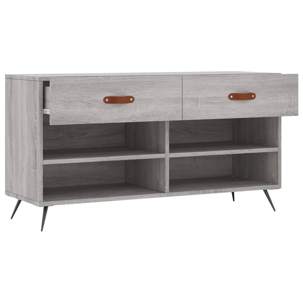 Panca Porta Scarpe-Sgabello-Panca Scarpiera Grigio Sonoma 102x35x55 cm Legno Multistrato 332367