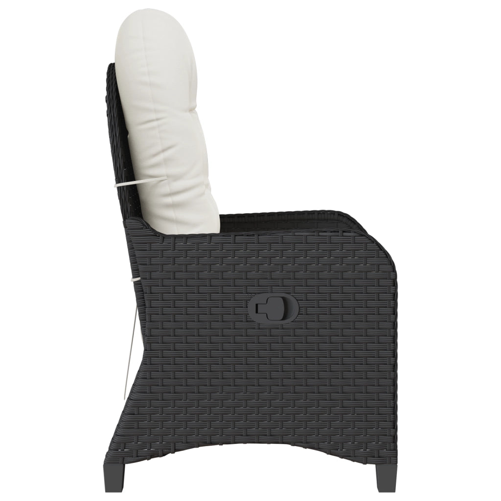 Poltrona Recliner con Cuscino in Polyrattan Nera