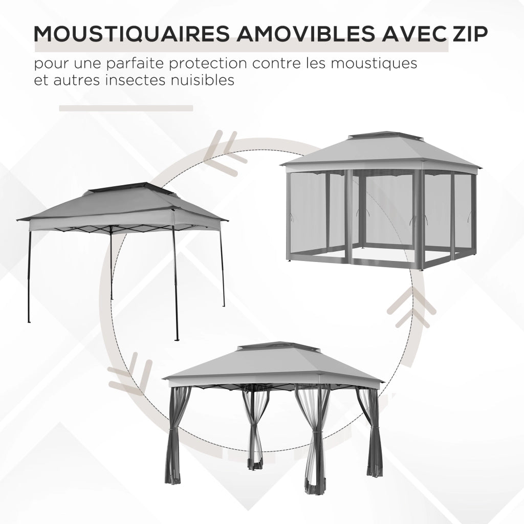 Gazebo da giardino pieghevole ¨C Minimal ¨C grigio acciaio poliestere