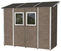 Casette Box da Giardino in Legno Porta Utensili 245x102x224 cm con 2 Porte e Finestre Ecla Tortora