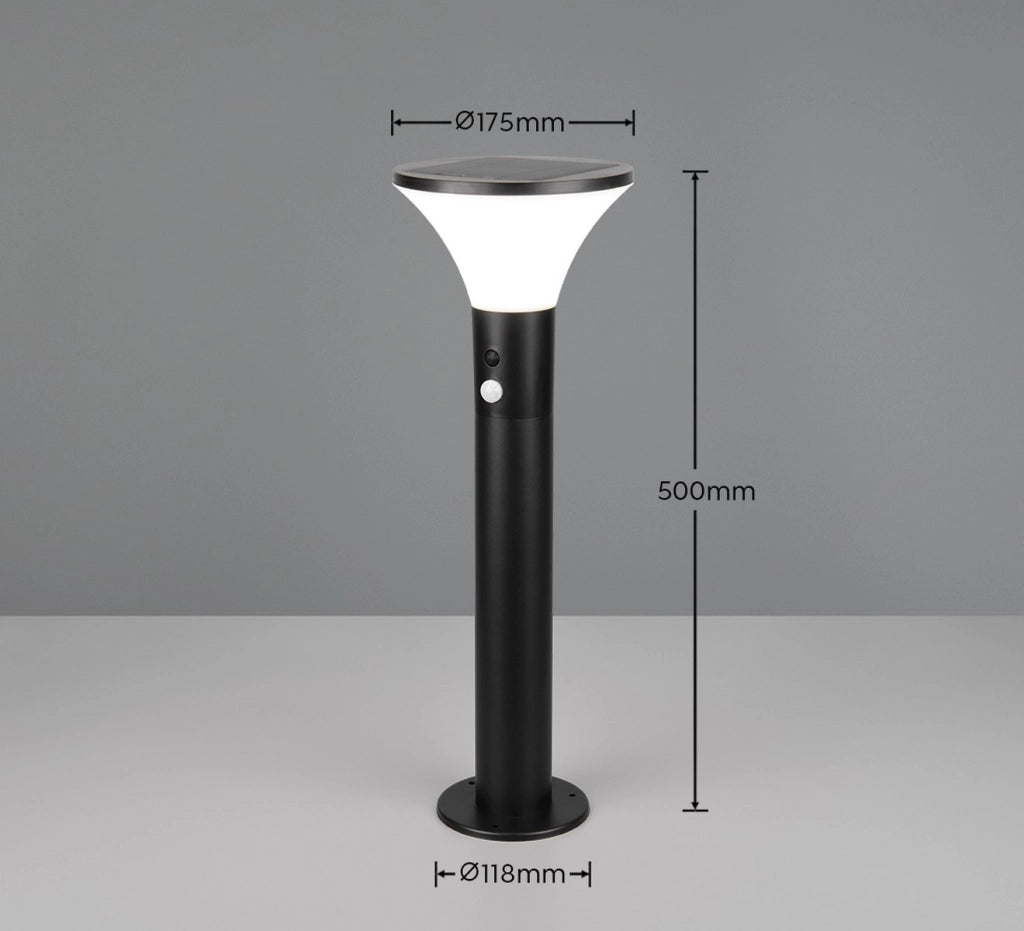 Paletto solare LED GORDA 50 cm nero metallo IP44
