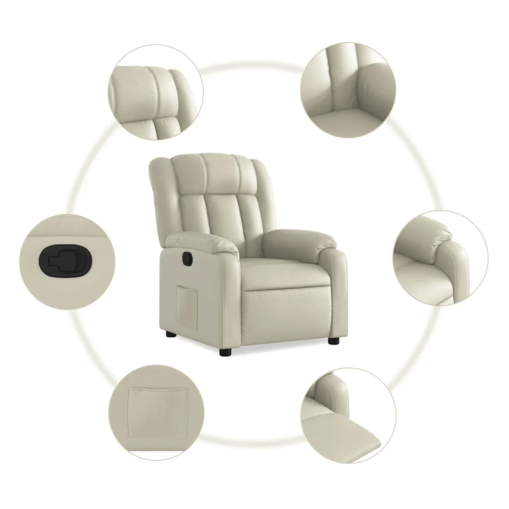 Divano Sedia-Poltrona Reclinabile Crema in Similpelle 935726
