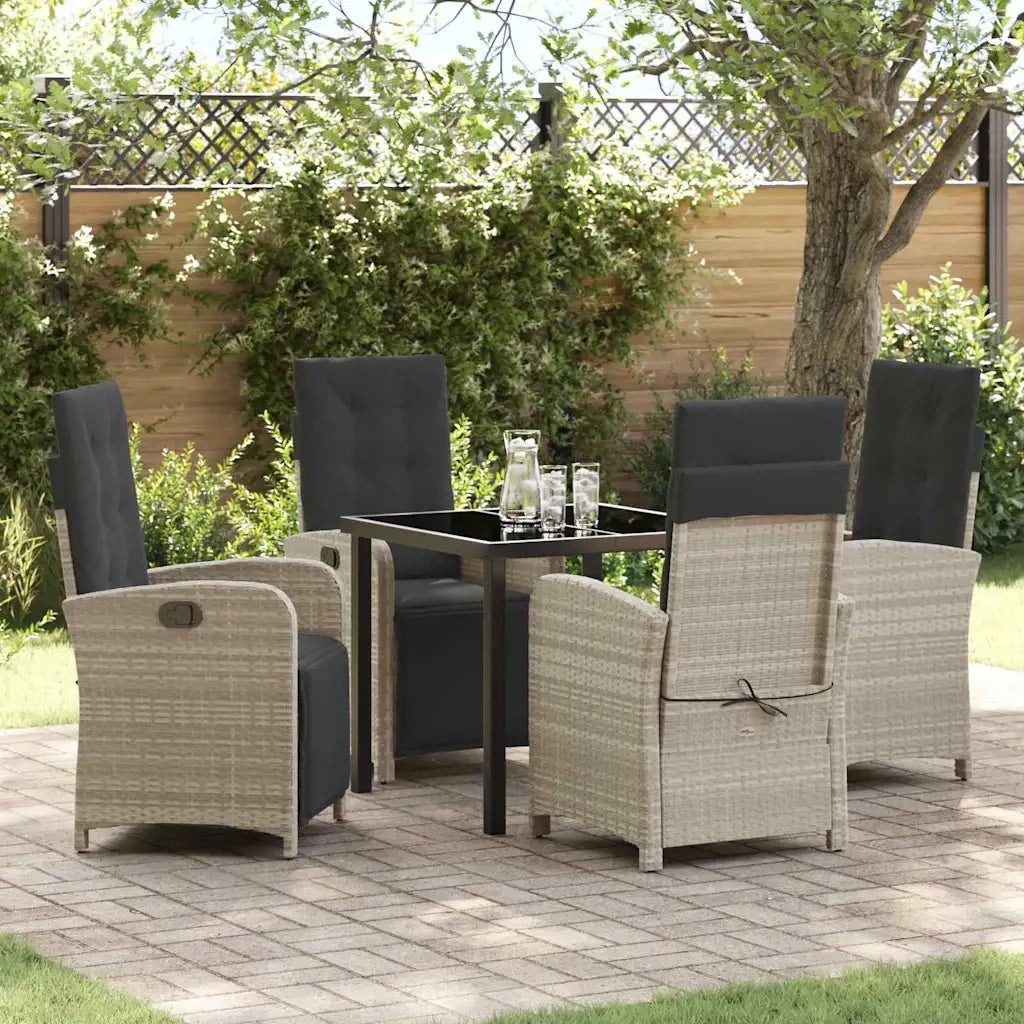 Set da Pranzo per Giardino 5 pcs Grigio chiaro polyrattan 3380345