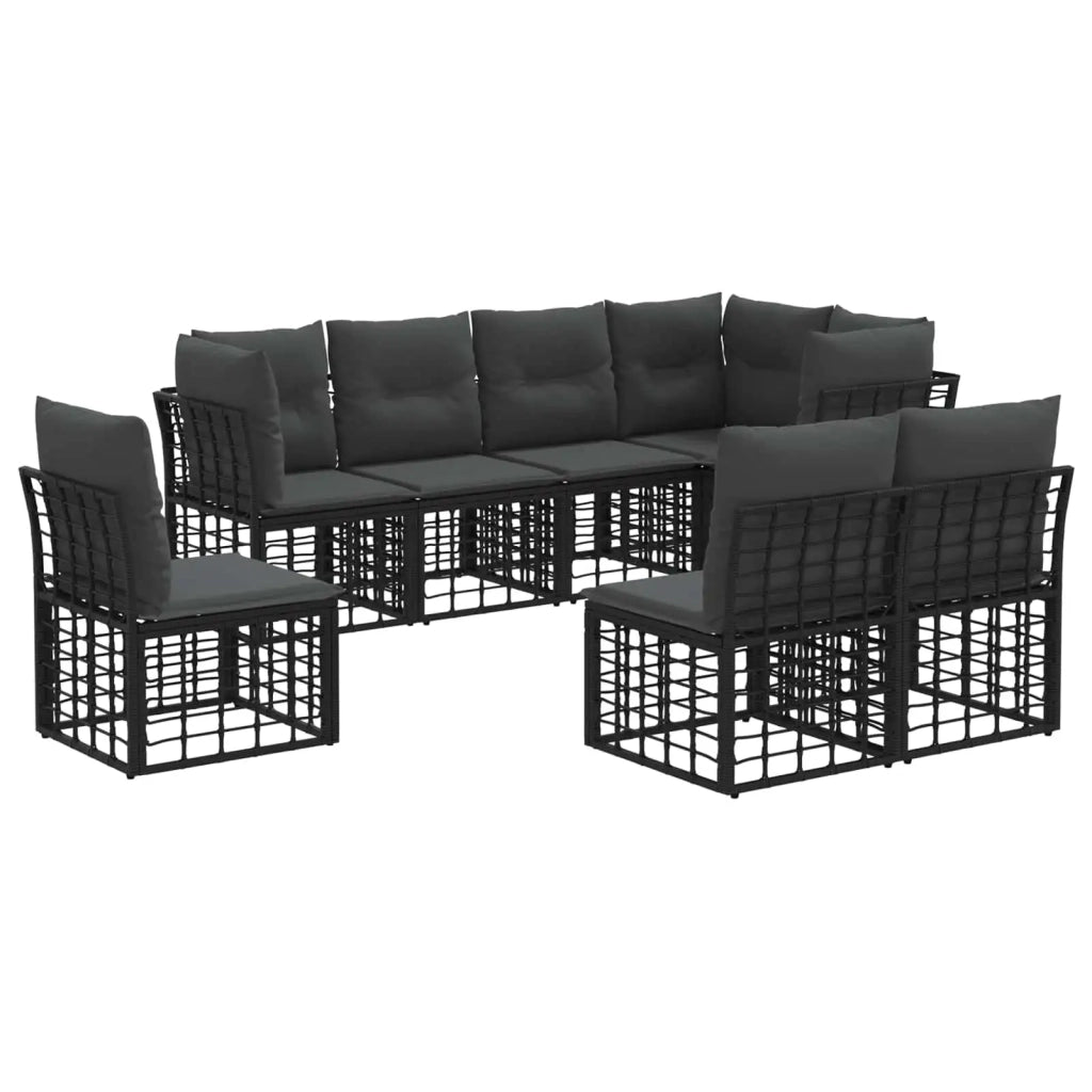 Set di divani da esterno Nero Poliestere