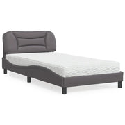 Letto con Materasso-Struttura Letto con Materasso Hvar Grigio 100x200 cm in Similpelle