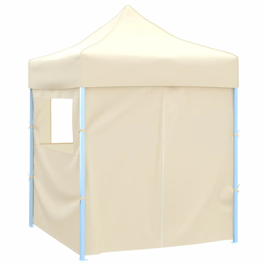 Gazebo | Pergolato Professionale Pieghevole con 4 Pareti 2x2m Acciaio Crema