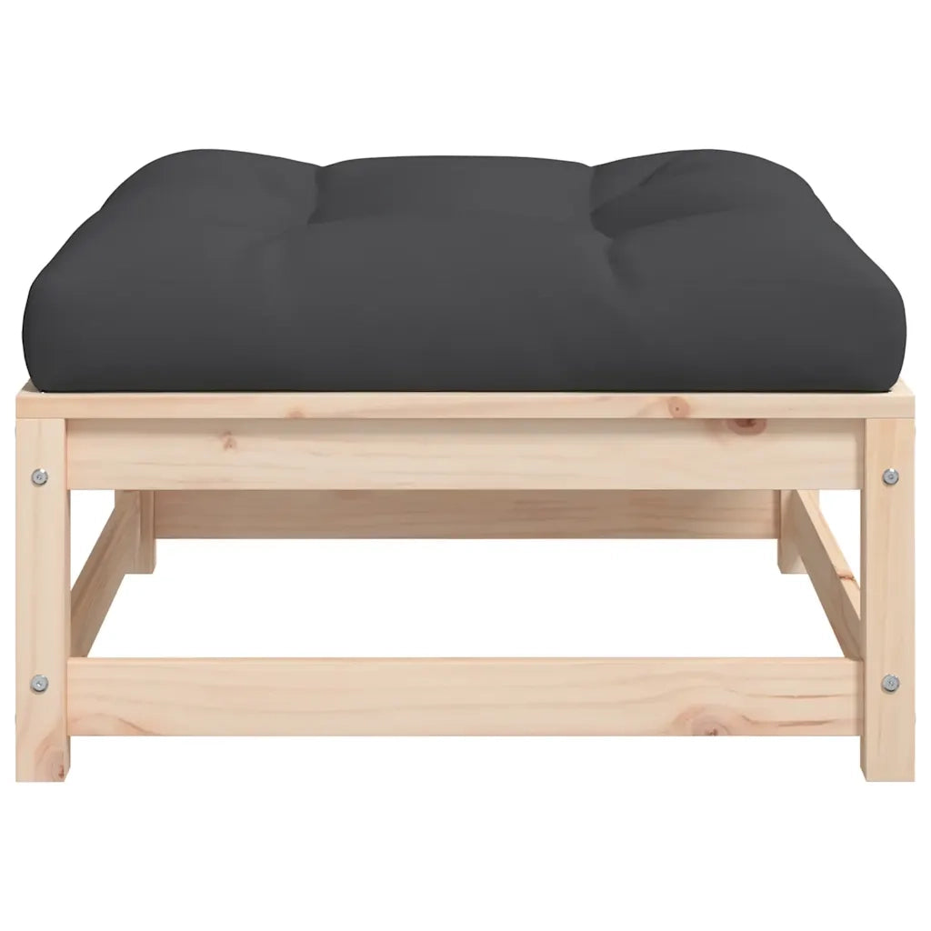 Sedia da giardino-Poggiapiedi da Giardino con Cuscini 2 pz Legno Massello di Pino 708307