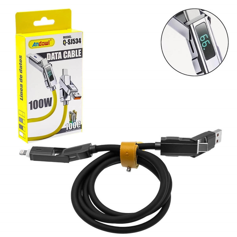 Trade Shop - Cavo Di Ricarica Dati Con Display Led 100w Da Type-c/usb A Type-c/lightning 1mt Q-sj534 -